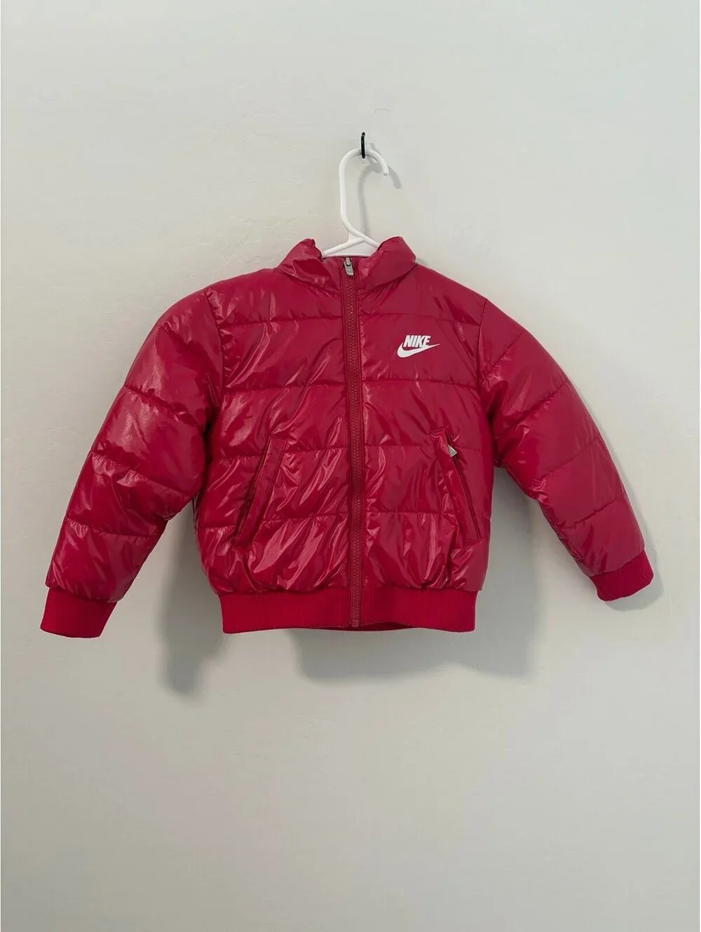 $150 Nike Hooded Quilted Full Zip Bomber Jacket in Rush Pink - Kids size 4t